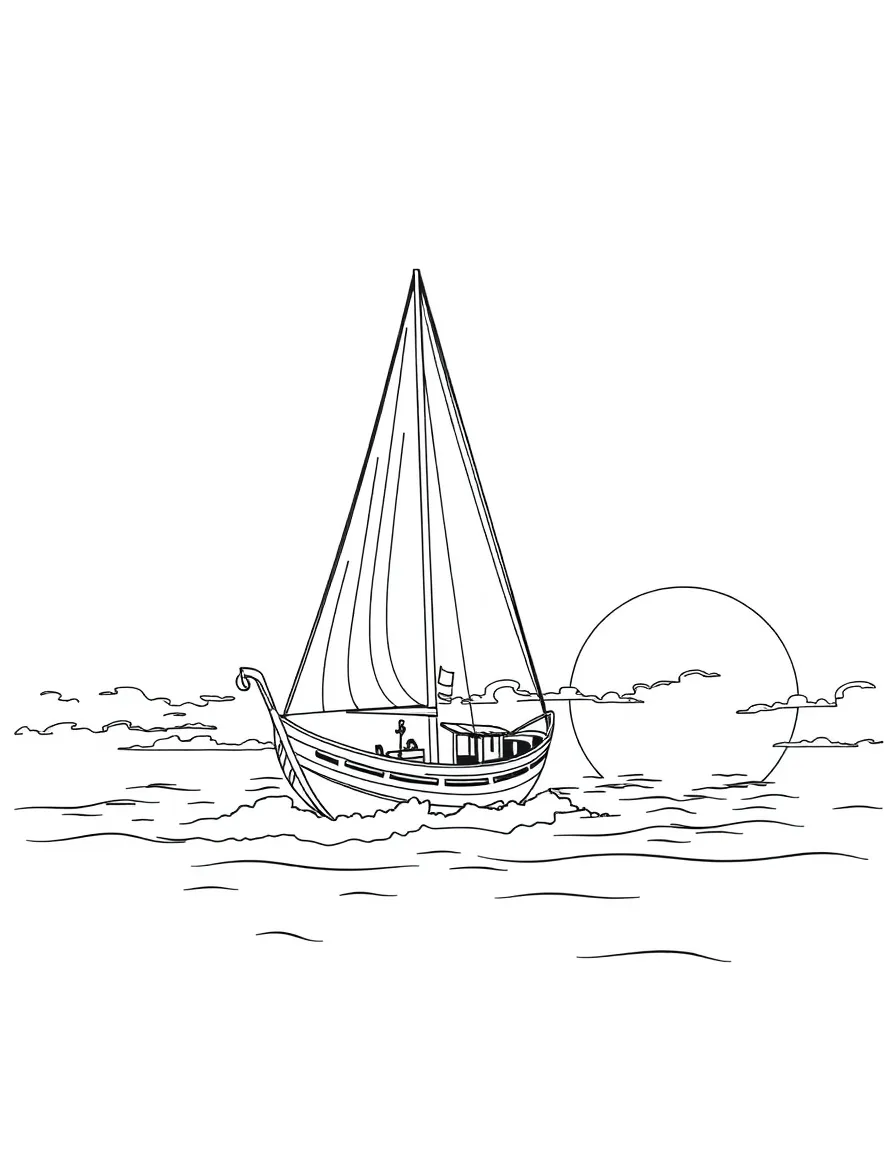 Mozambique dhow sailing at sunset