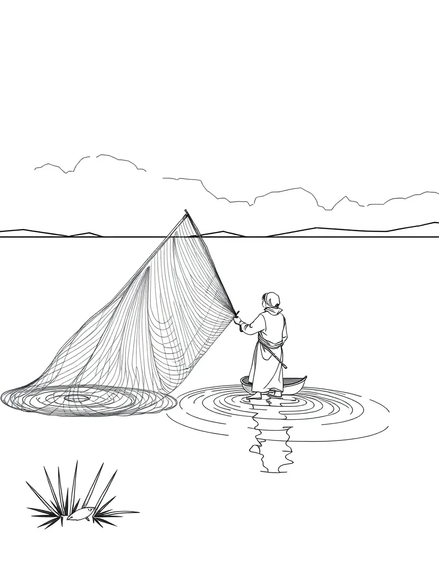 Chad Lake Chad fisherman casting nets