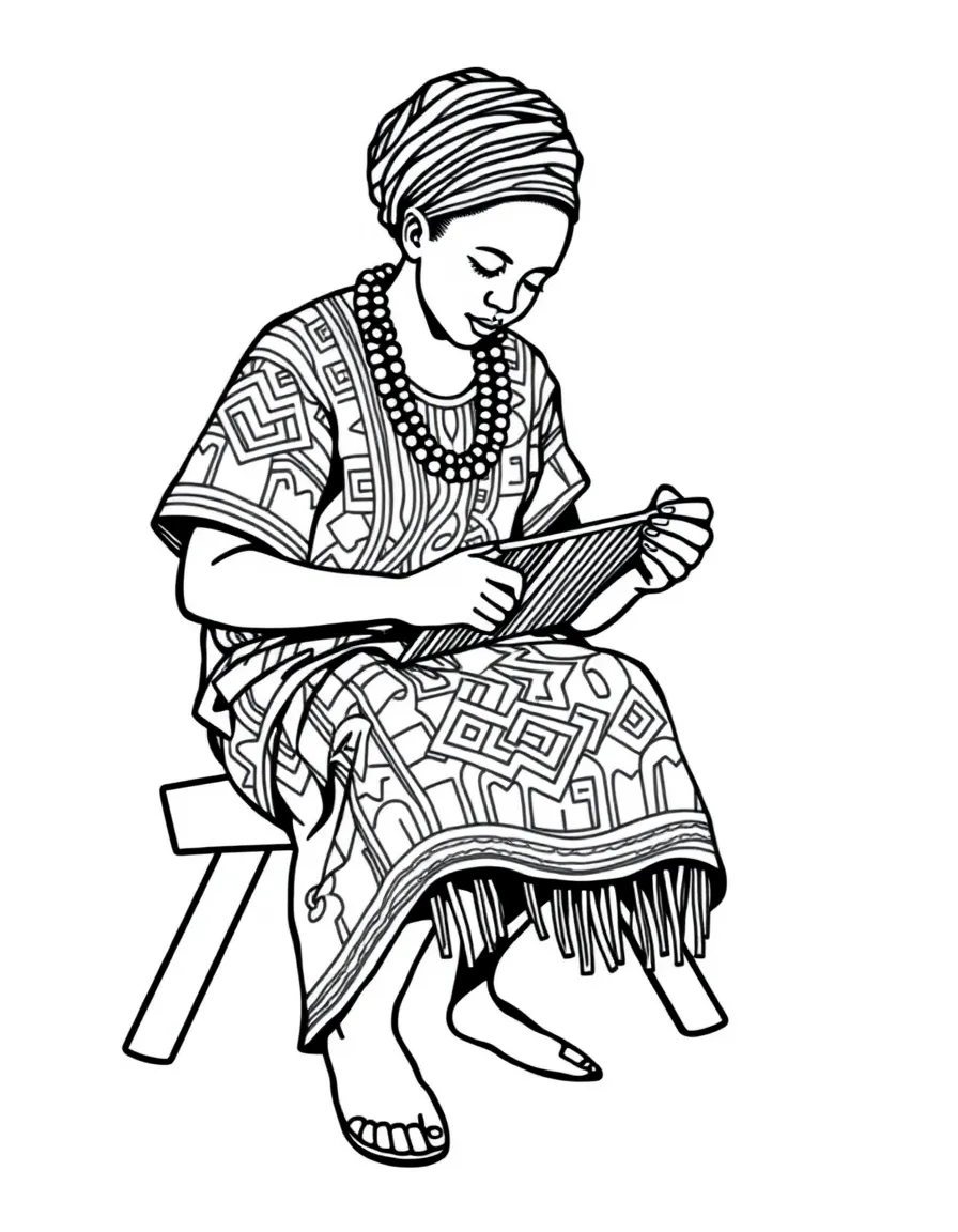 Togo traditional kente cloth weaving