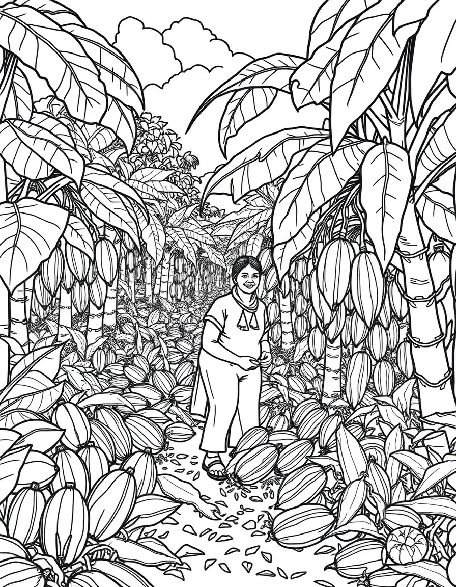 Ivory Coast cocoa plantation harvest
