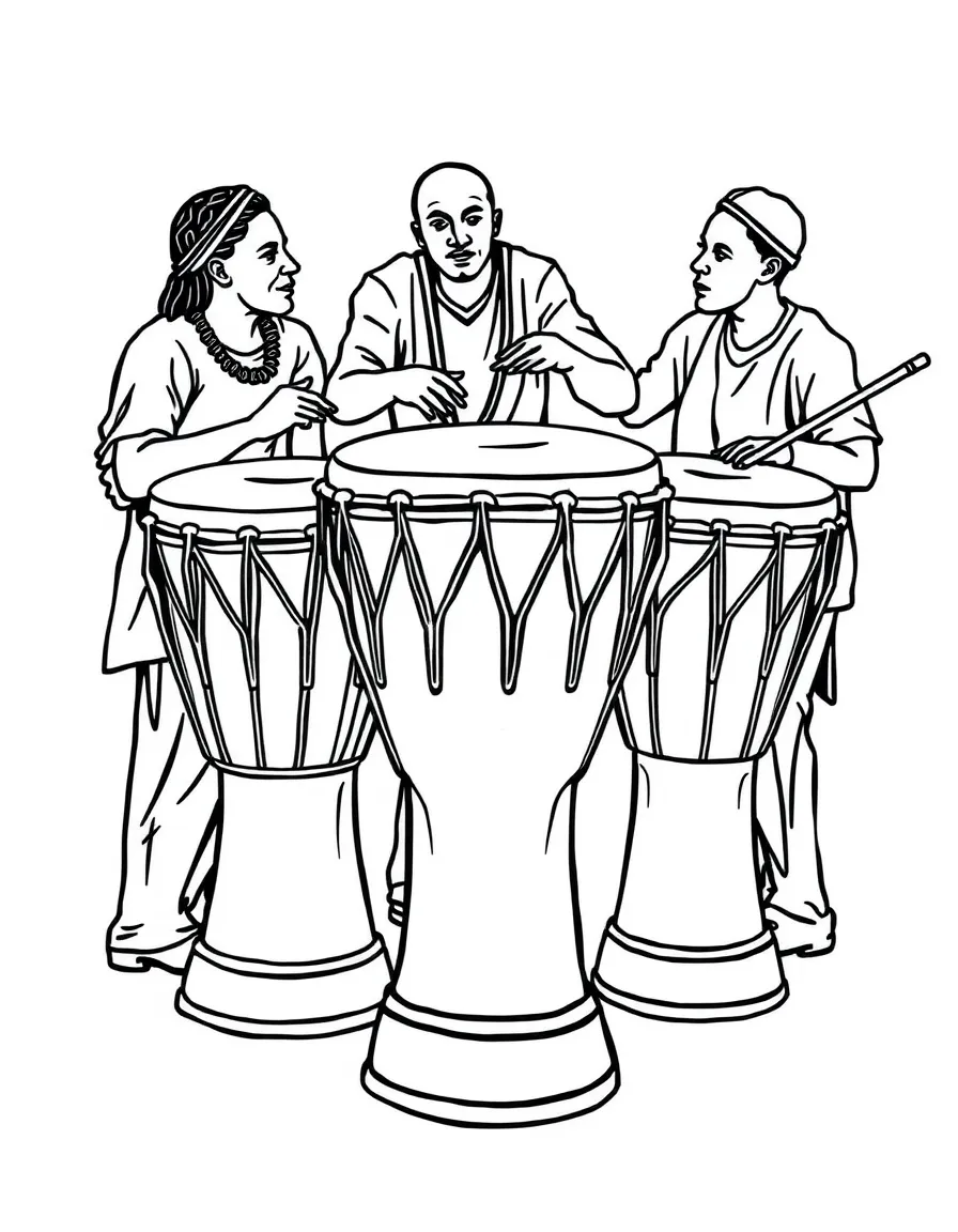 Guinea traditional djembe drum circle