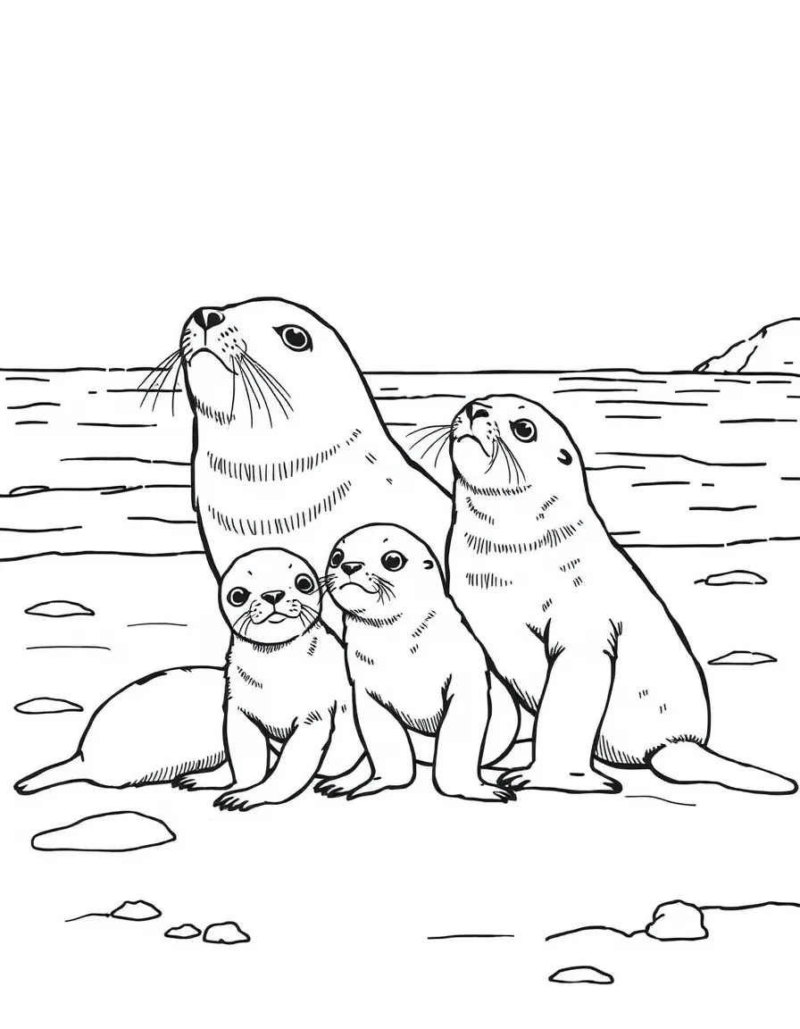 Heard Island seal pups on beach