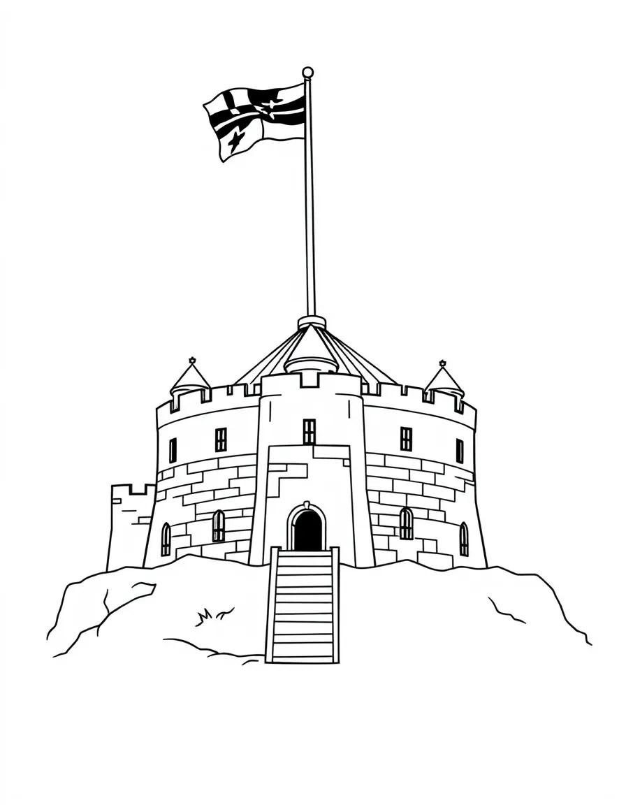 (Maryland) Fort McHenry star-shaped fortress with flag flying overhead