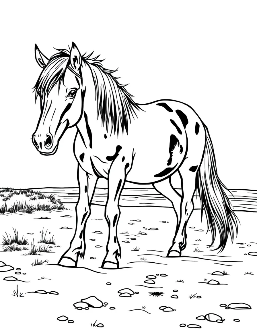 (Maryland) Assateague Island wild pony grazing on the beach