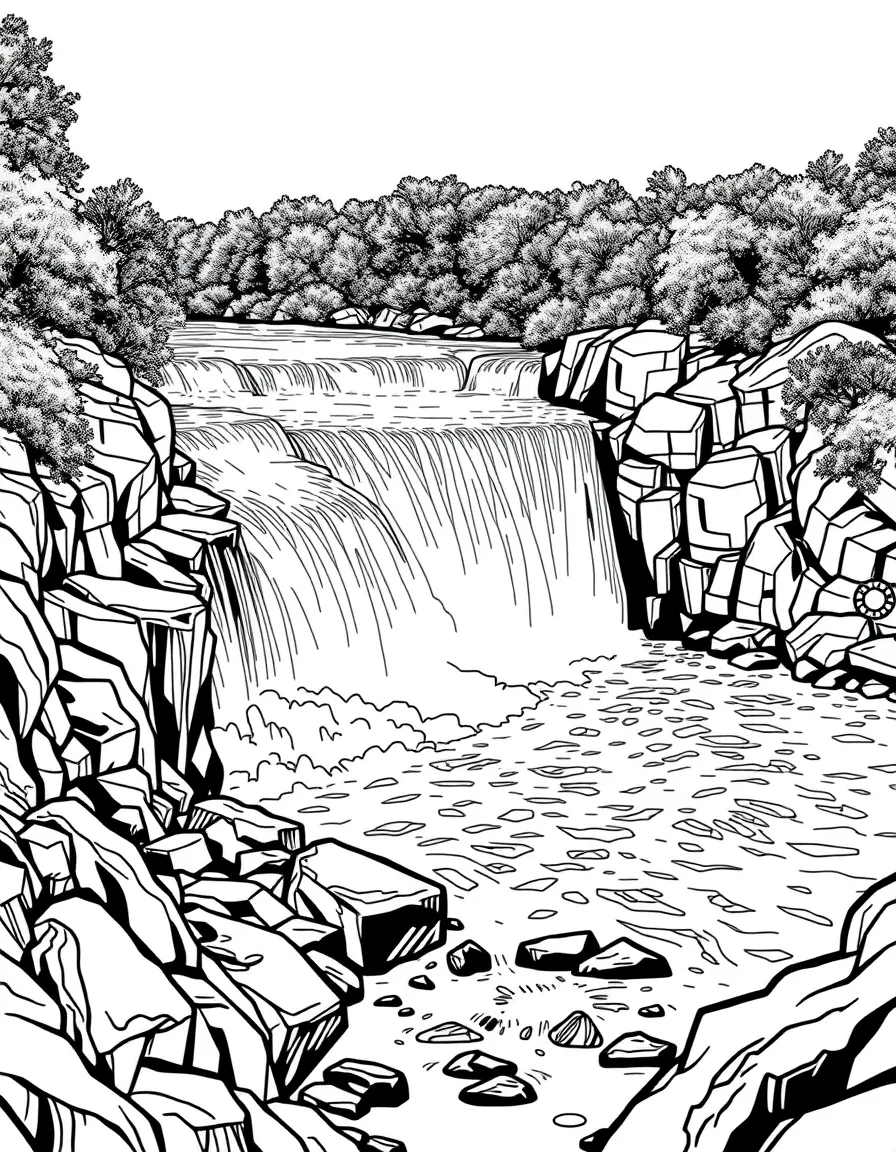 (Maryland) Great Falls of the Potomac with rushing water over rocks