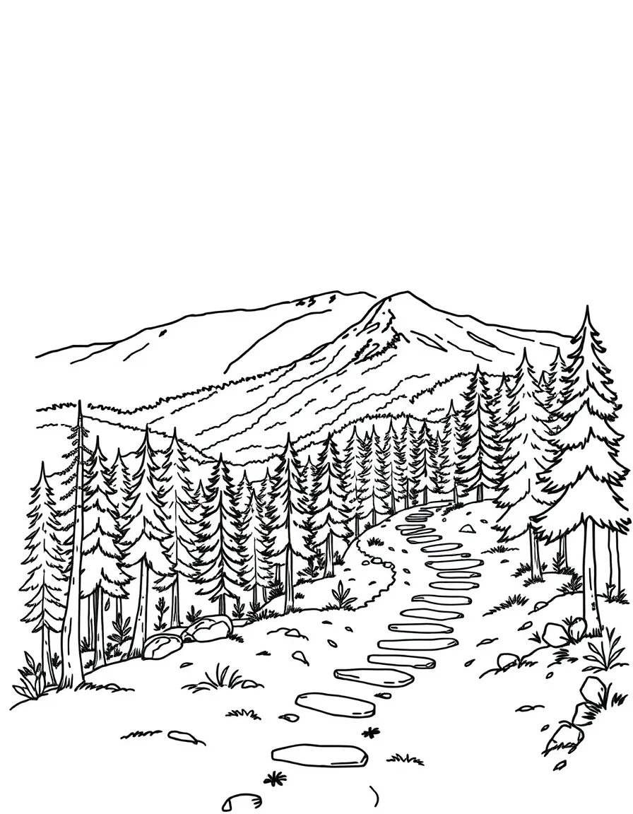 (Maryland) Catoctin Mountain Park forest scene with hiking trail