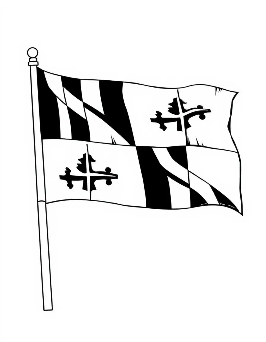 (Maryland) Maryland flag waving on a flagpole