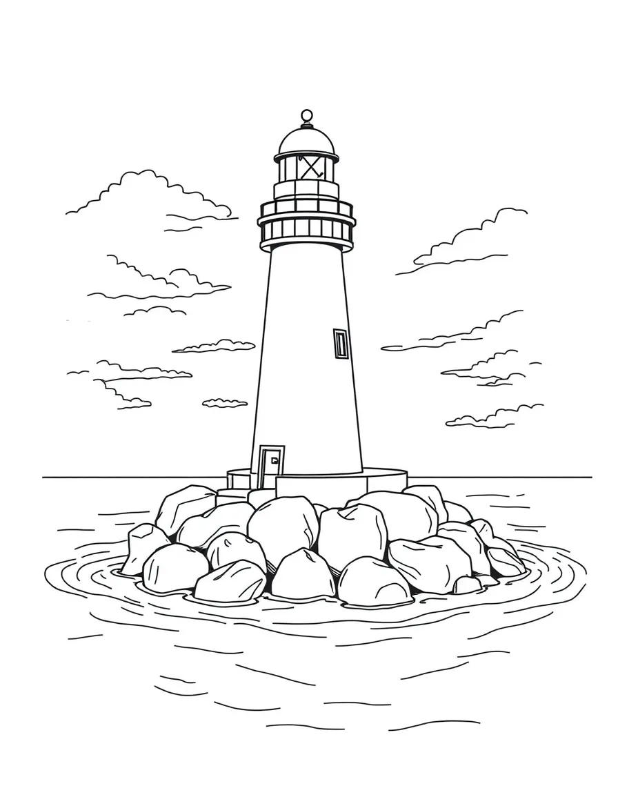 (Maryland) Point Lookout lighthouse surrounded by water