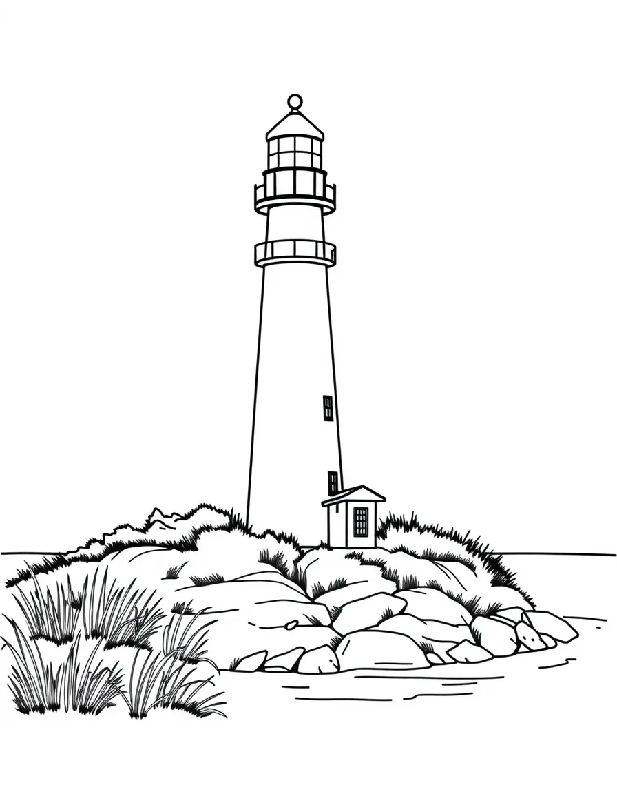 (Maryland) Assateague Island lighthouse with black and white stripes