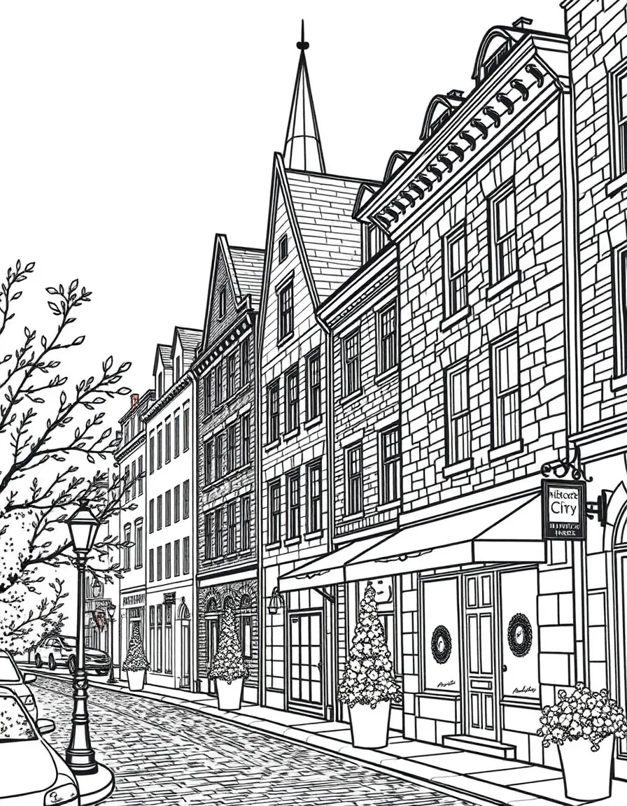 (Maryland) Historic Ellicott City Main Street with stone buildings