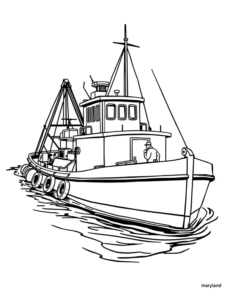 (Maryland) Chesapeake Bay deadrise workboat with watermen