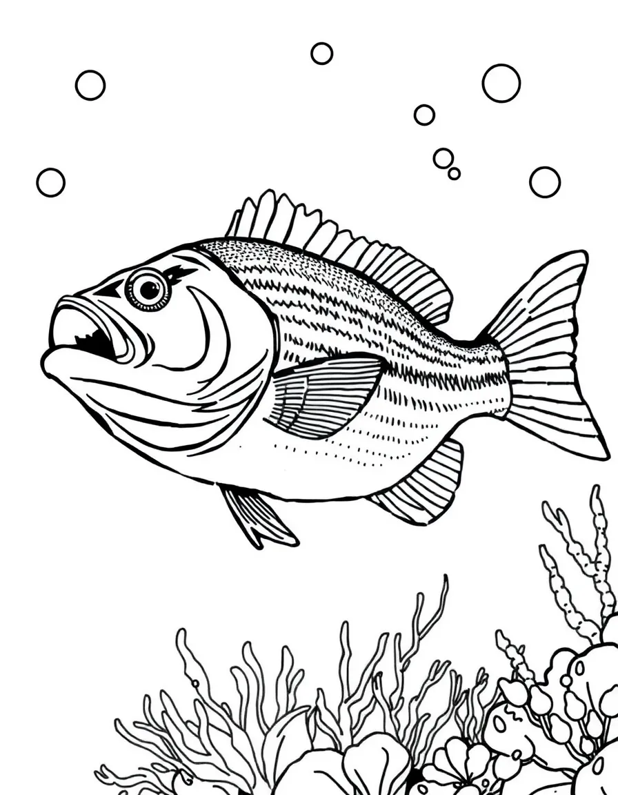 (Maryland) Maryland rockfish (striped bass) swimming underwater