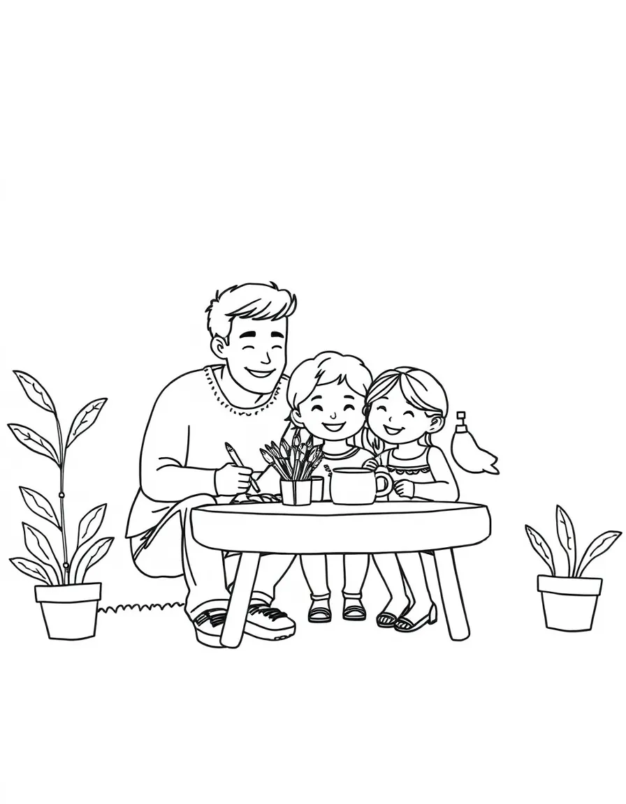 (family) Family having a craft day