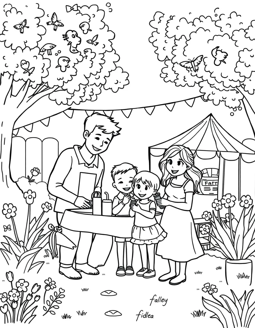 (family) Family having a backyard fair