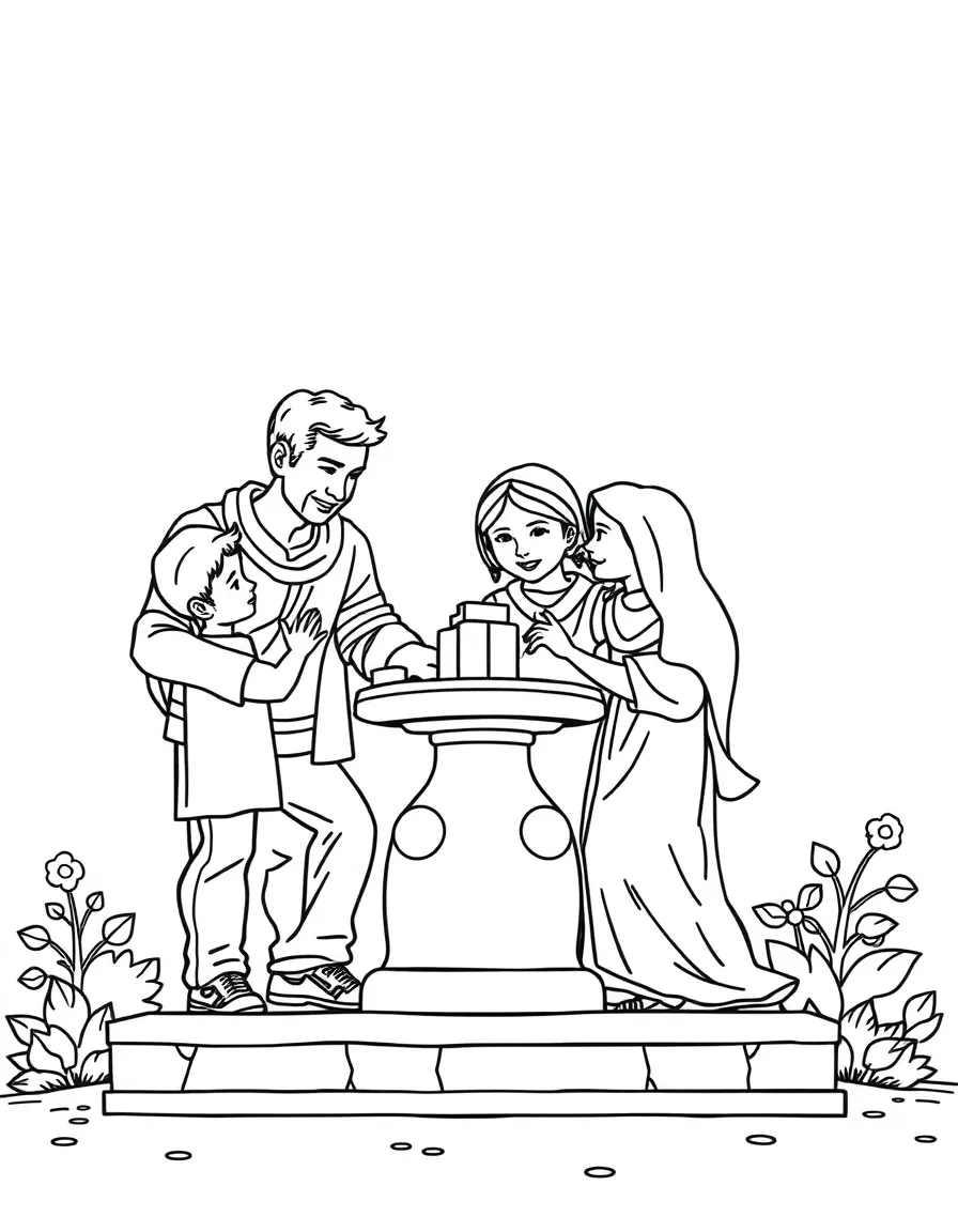 (family) Family playing statue game