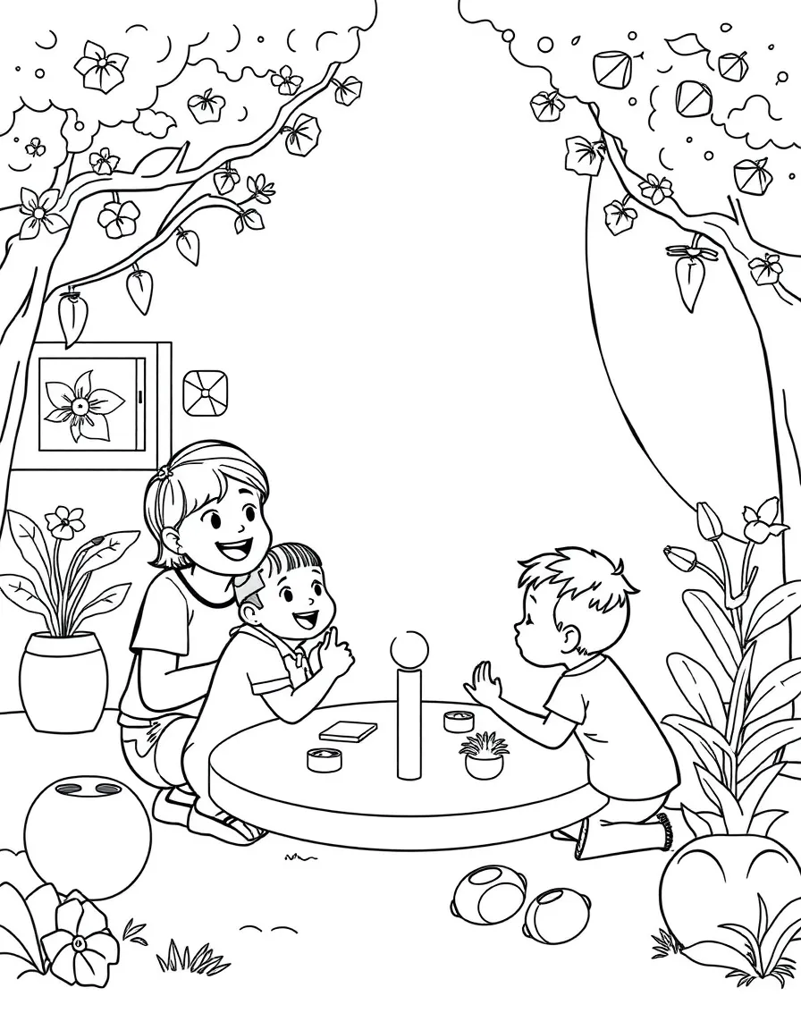 (family) Family playing categories game