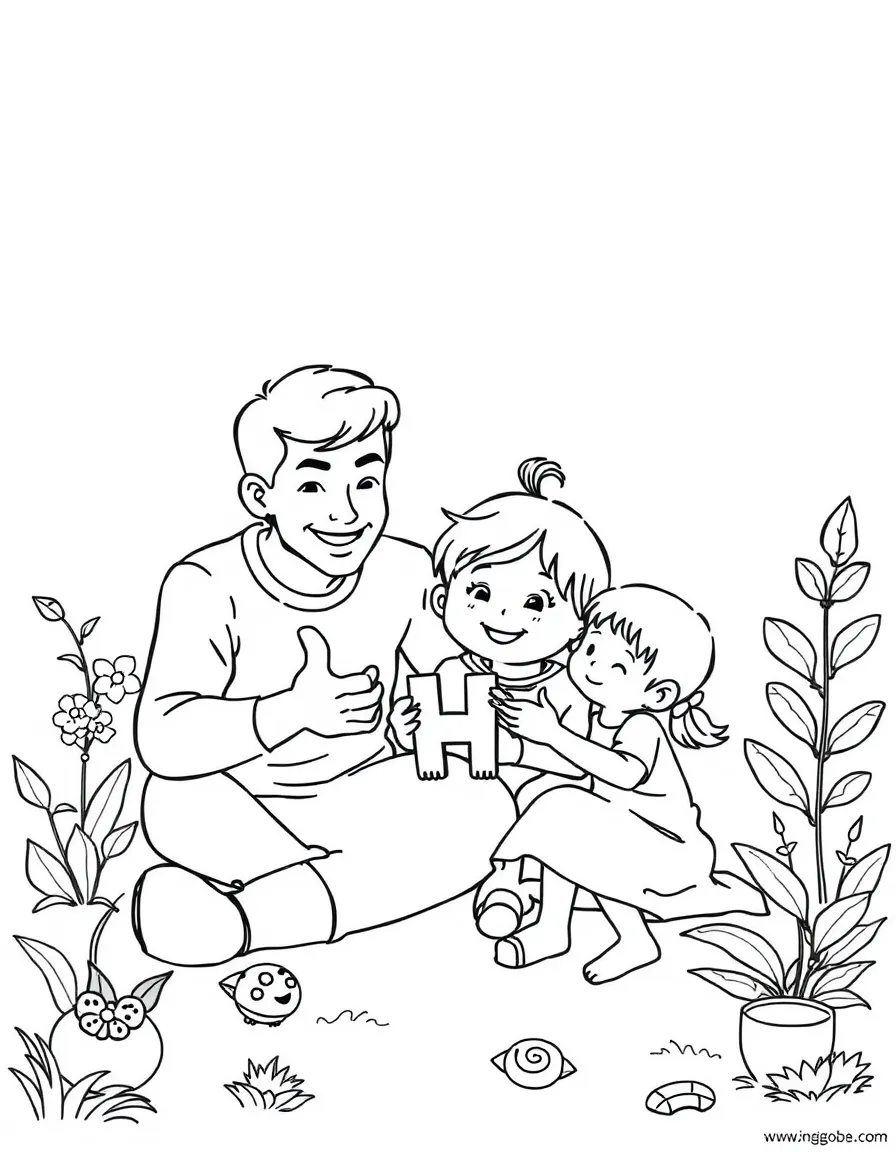(family) Family playing alphabet game
