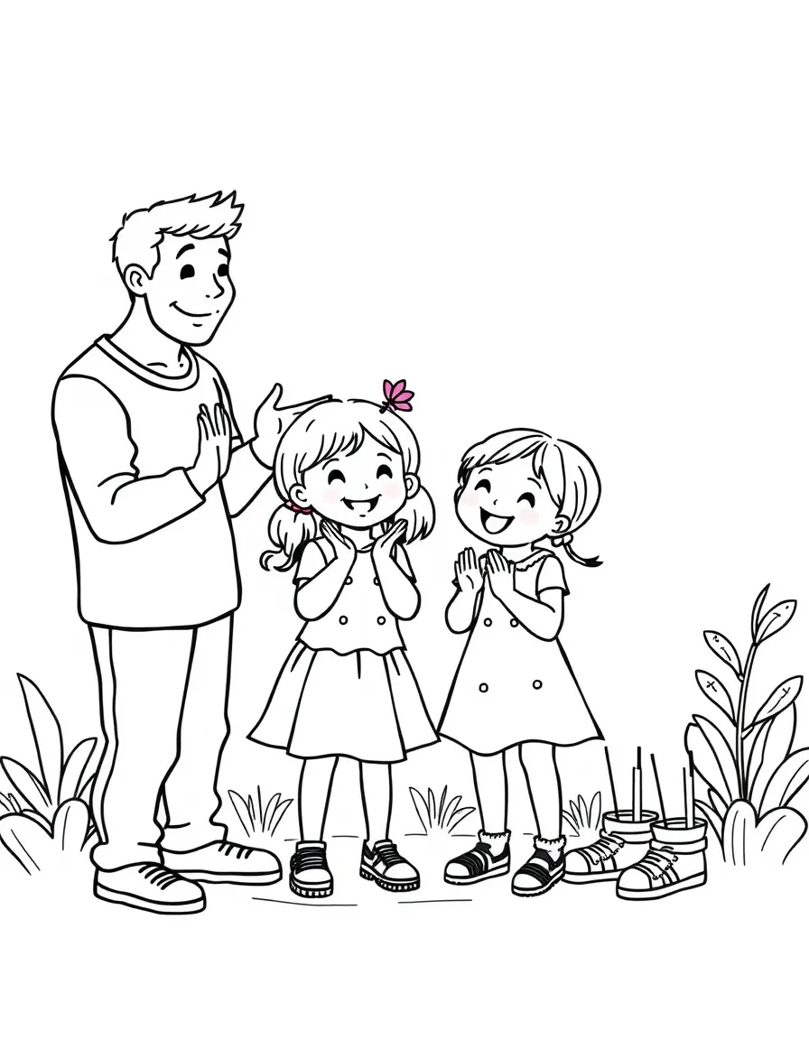 (family) Family playing rhythm clapping games