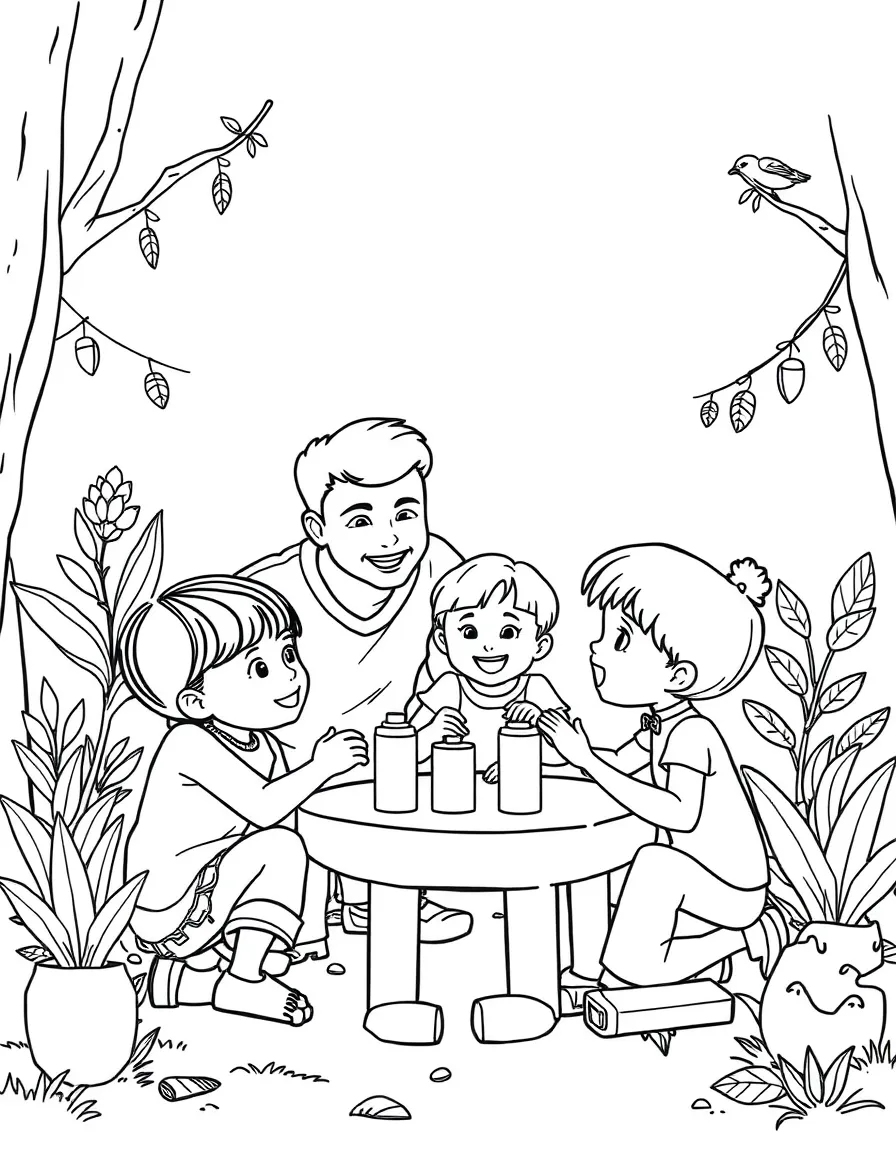 (family) Family playing story building game