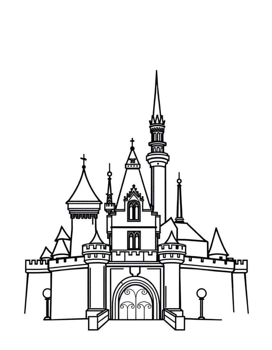 (California) Disneyland castle with Mickey Mouse ears outline