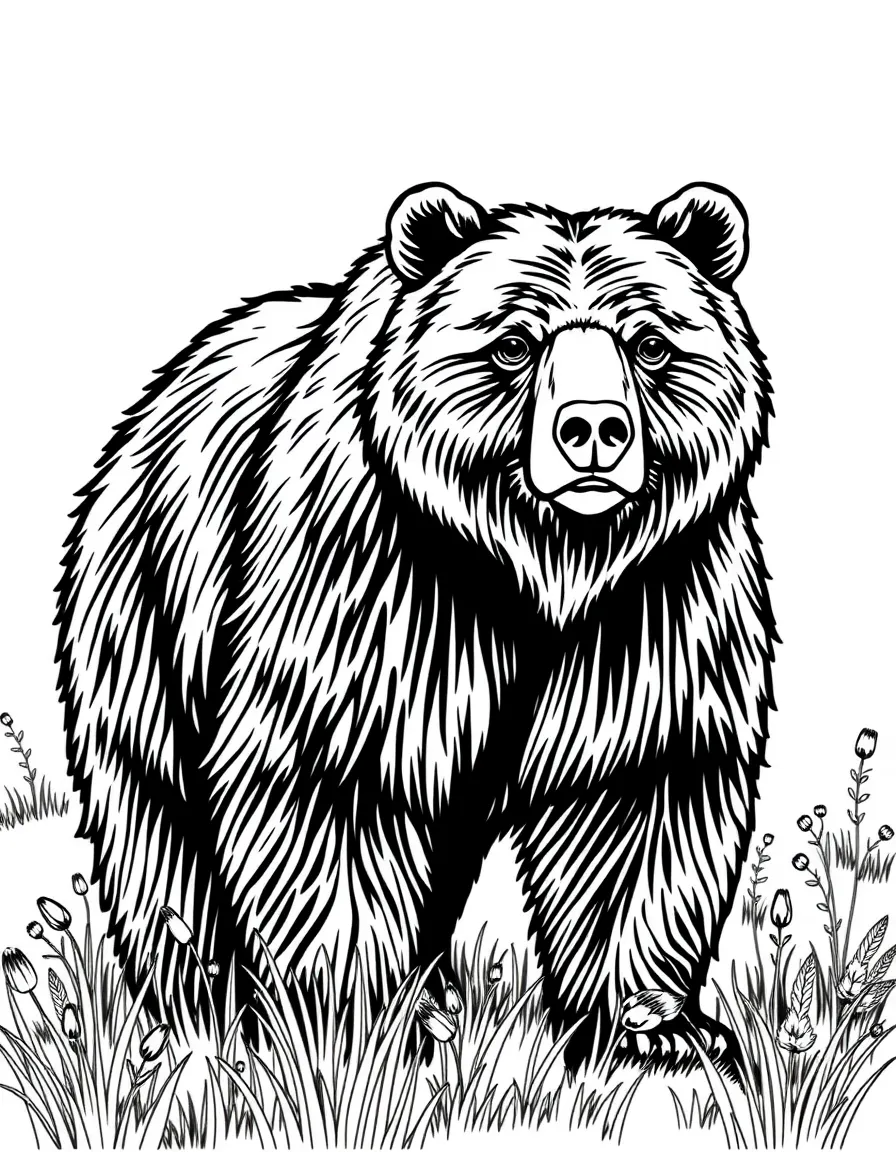 (California) California grizzly bear standing in a meadow