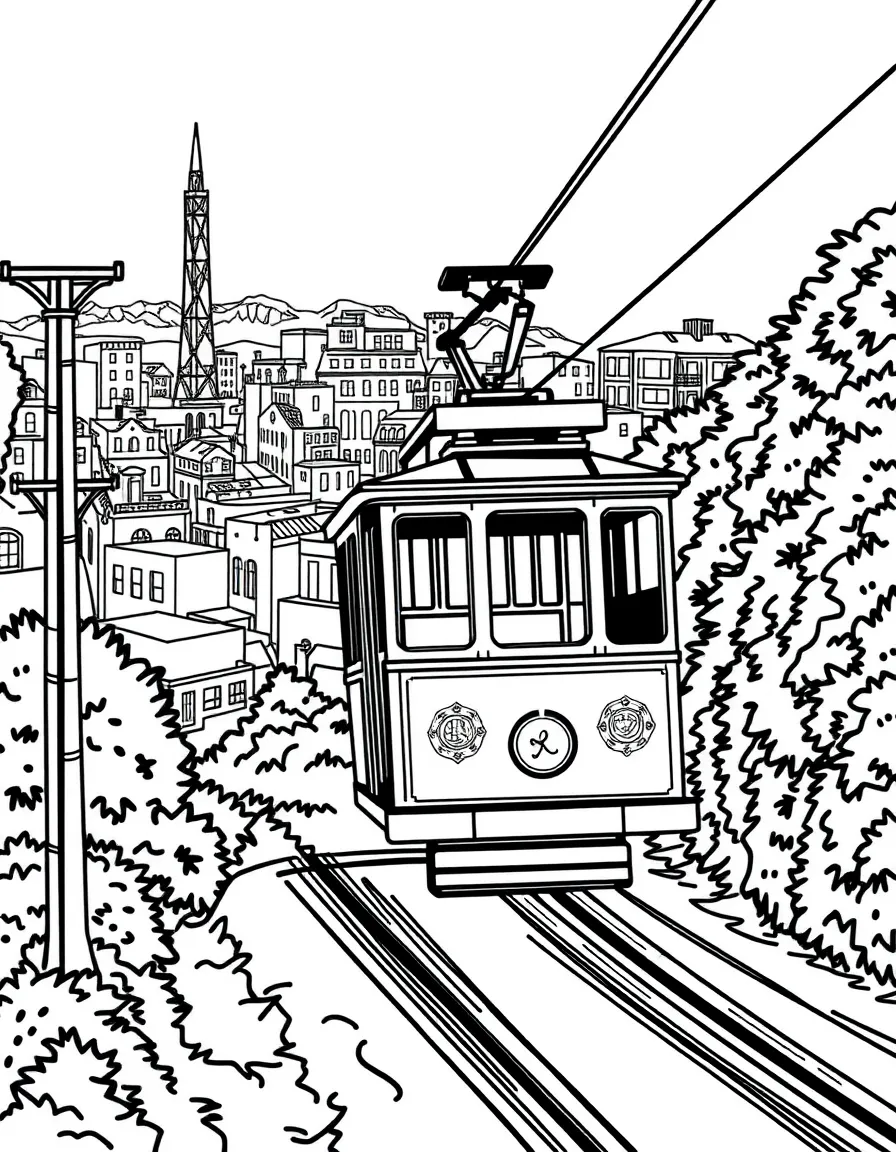 (California) Cable car climbing a steep San Francisco hill