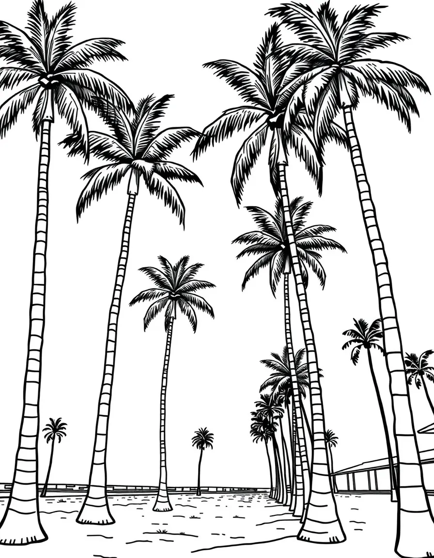 (California) Palm trees swaying on a sunny beach