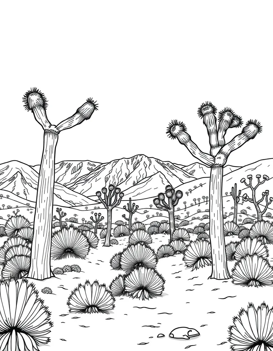 (California) Joshua trees in the desert landscape