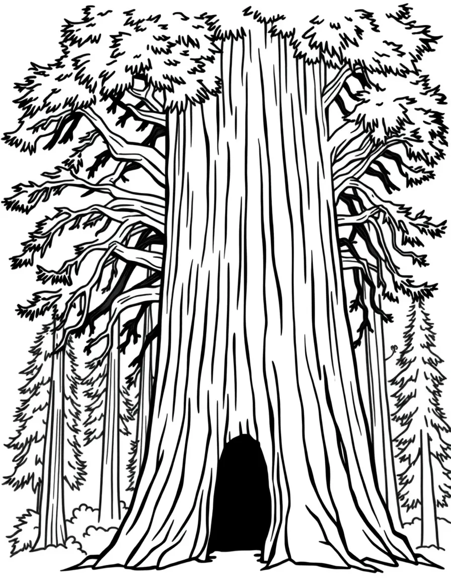 (California) Sequoia tree with a tunnel cut through it