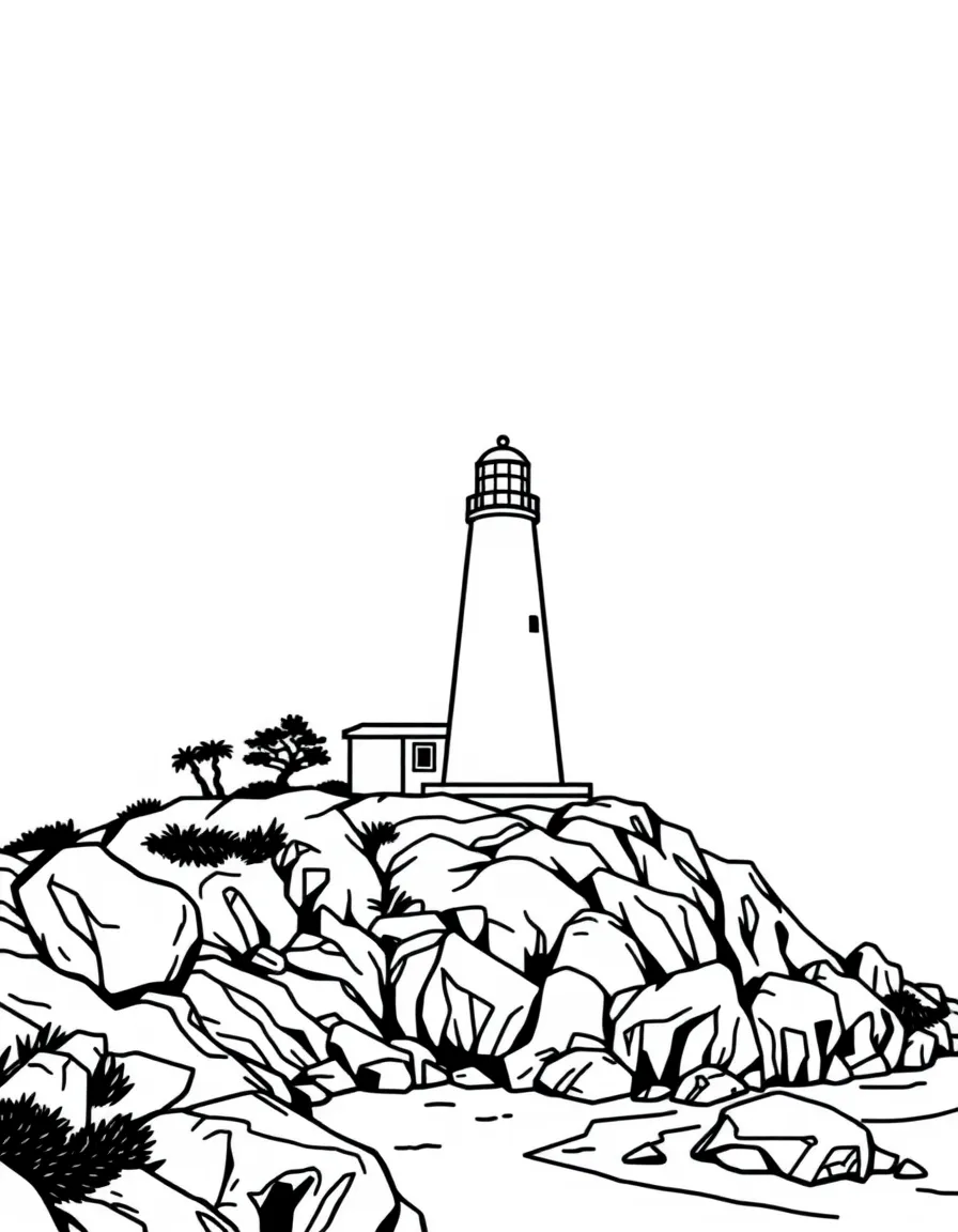 (California) California lighthouse on a rocky coastline