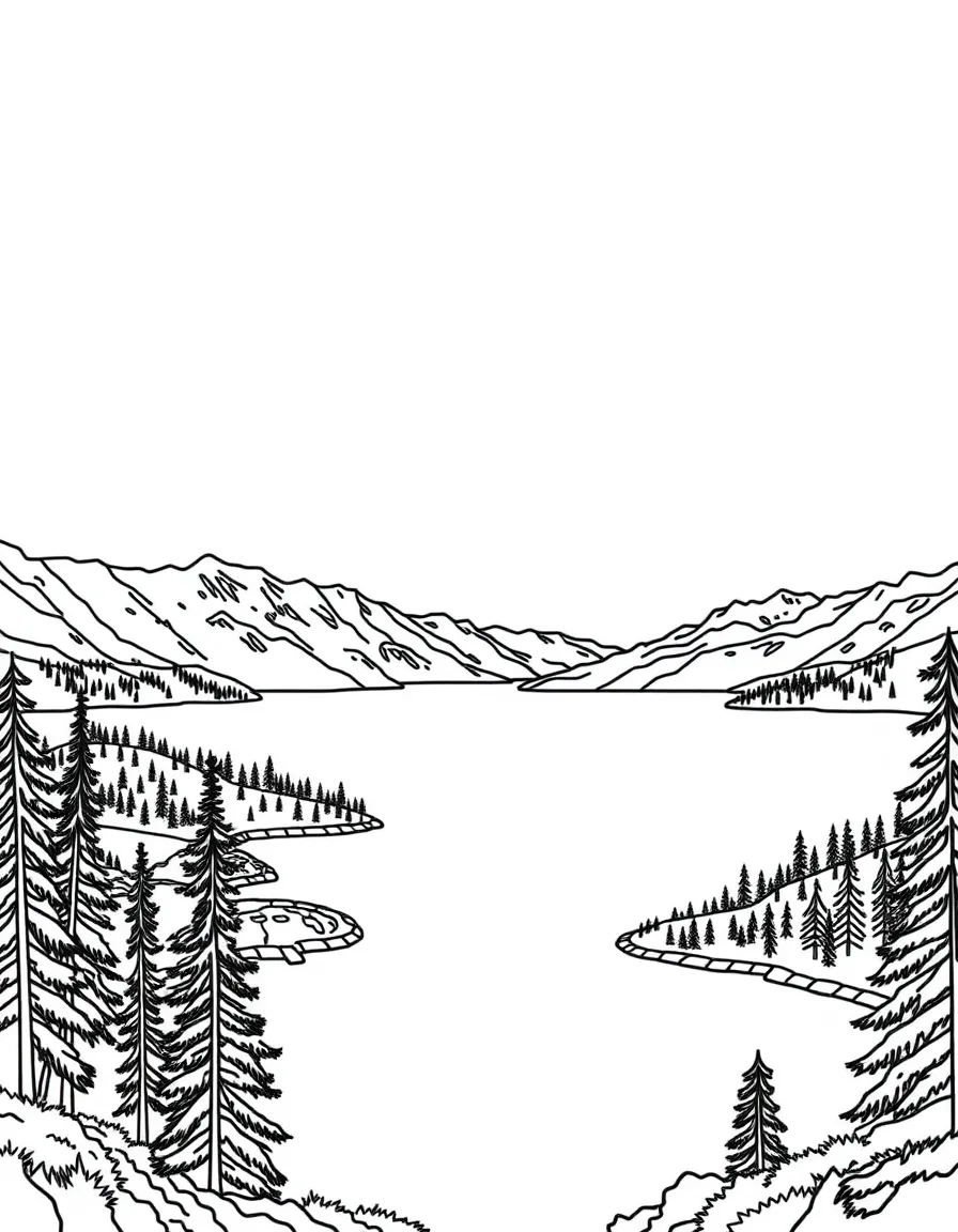 (California) Lake Tahoe surrounded by mountains