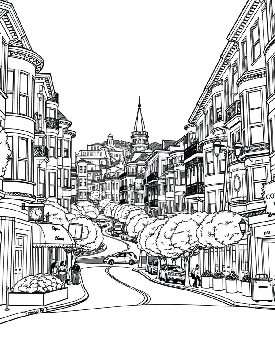 (California) Lombard Street's winding curves in San Francisco