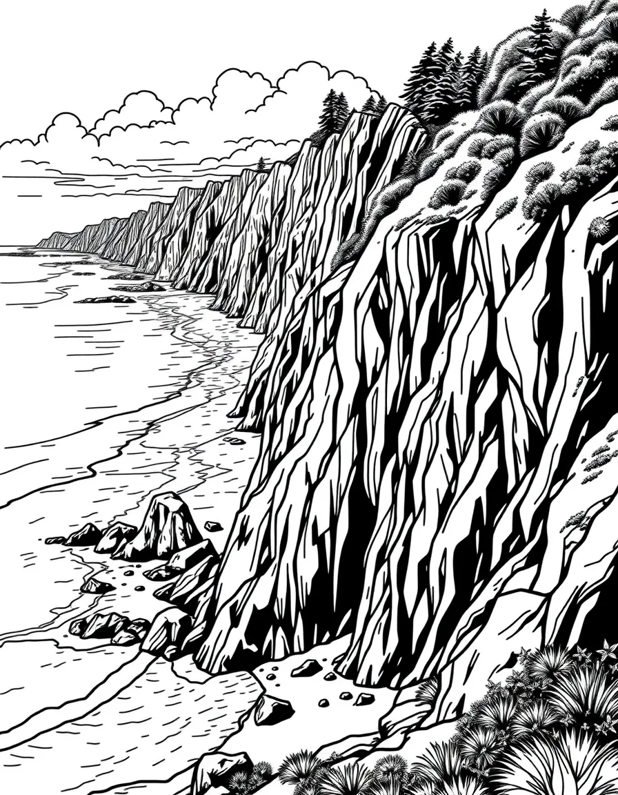 (California) Big Sur coastline with dramatic cliffs