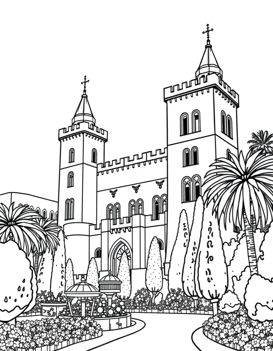 (California) Hearst Castle towers and gardens