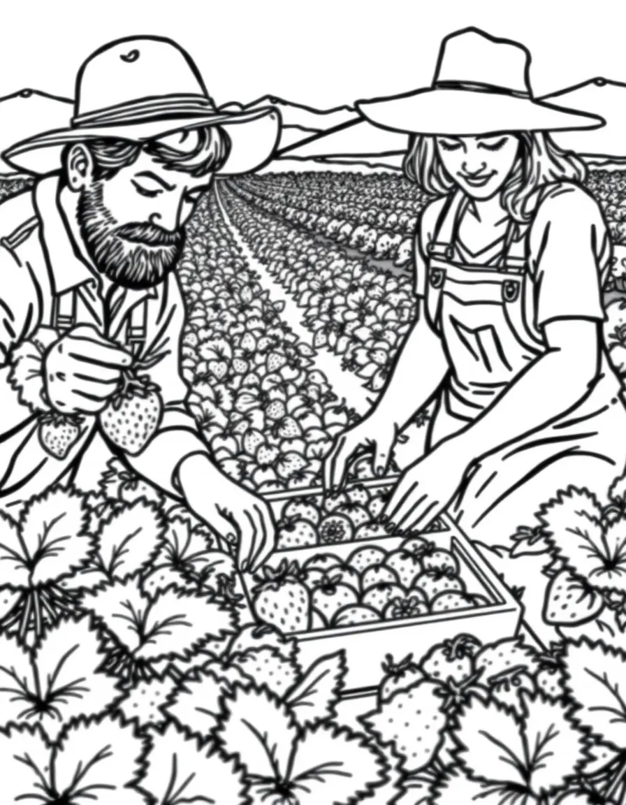 (California) California farmers picking strawberries