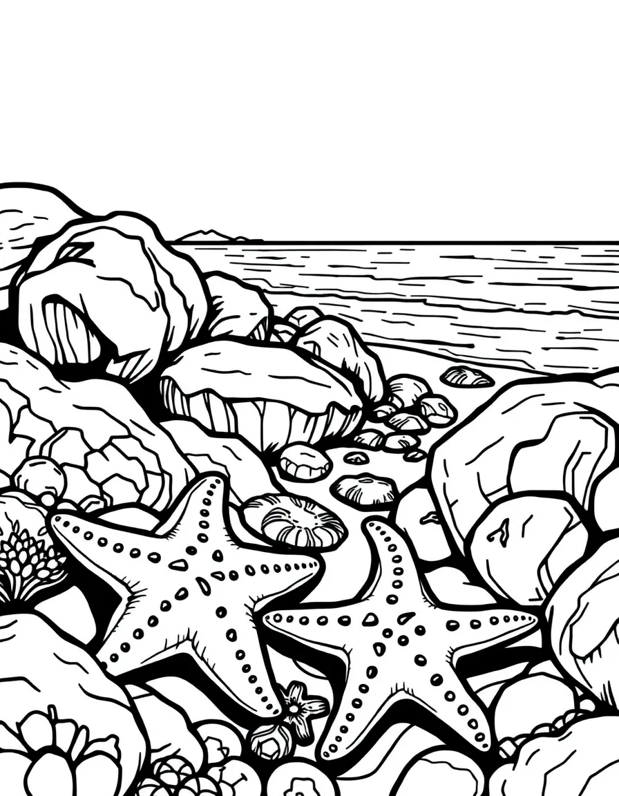 (California) California tide pools with starfish