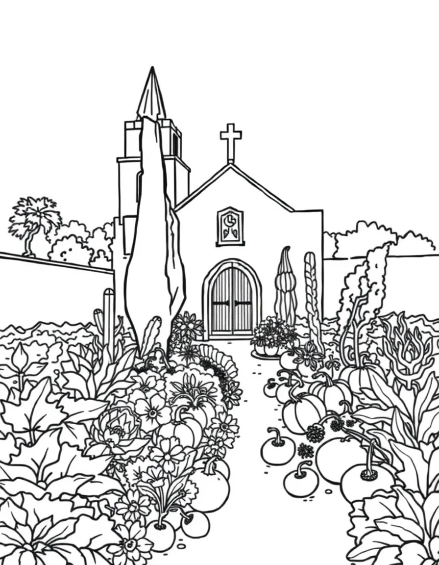 (California) California mission garden with vegetables