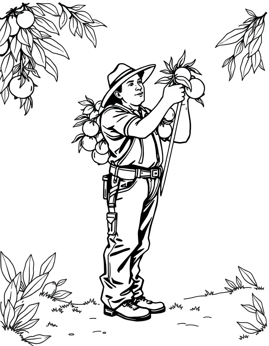 (California) California orange picker with ladder