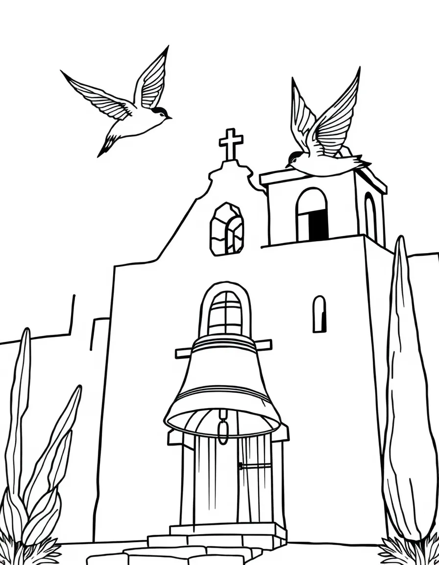 (California) California mission bells and swallows