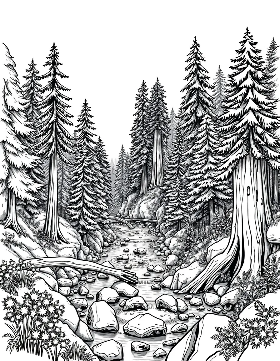 (California) Big Sur redwood creek scene