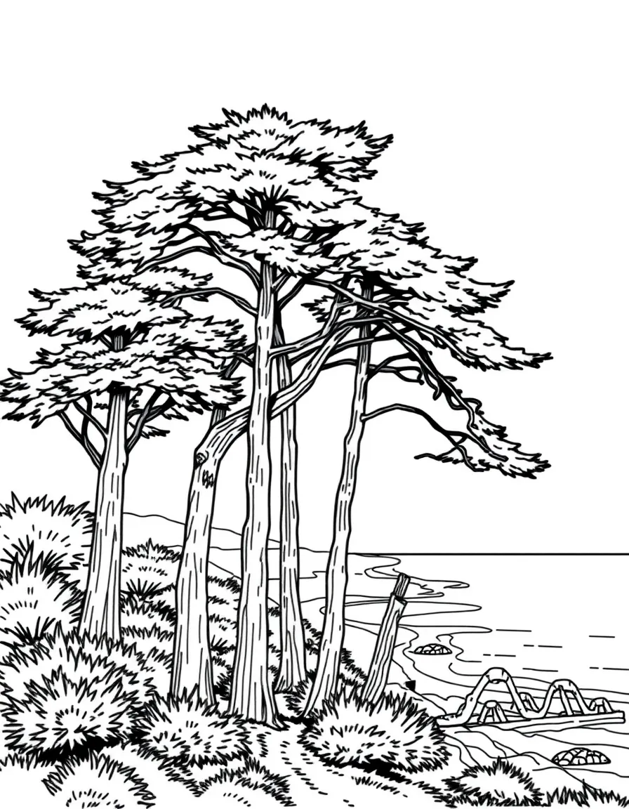 (California) Monterey cypress trees on coast