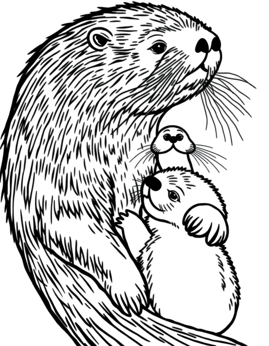 (California) California sea otter mother and pup