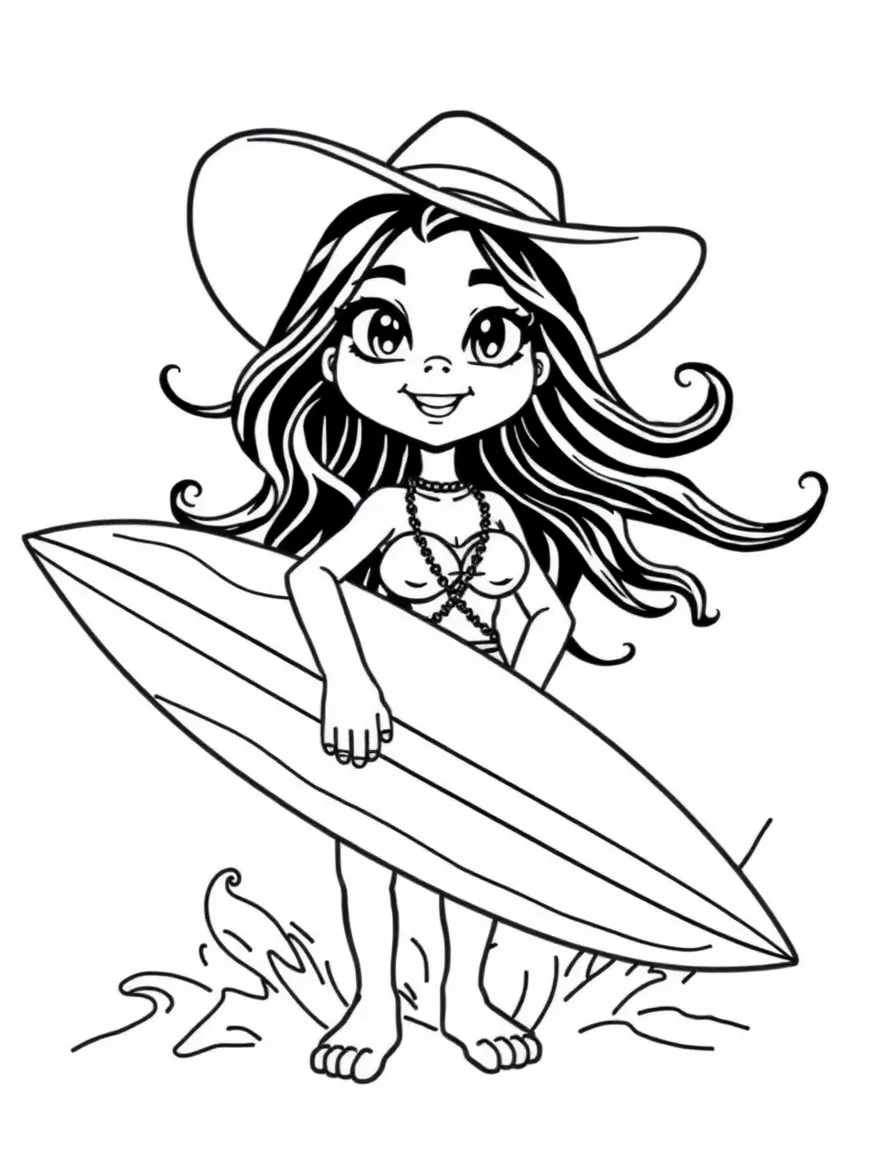 (California) California surfer girl with surfboard