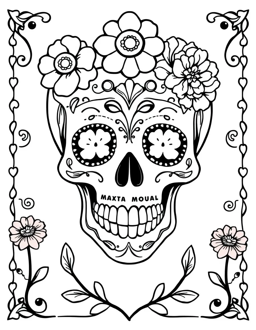 (Mexico) A cheerful Day of the Dead skull (calavera) with flower decorations