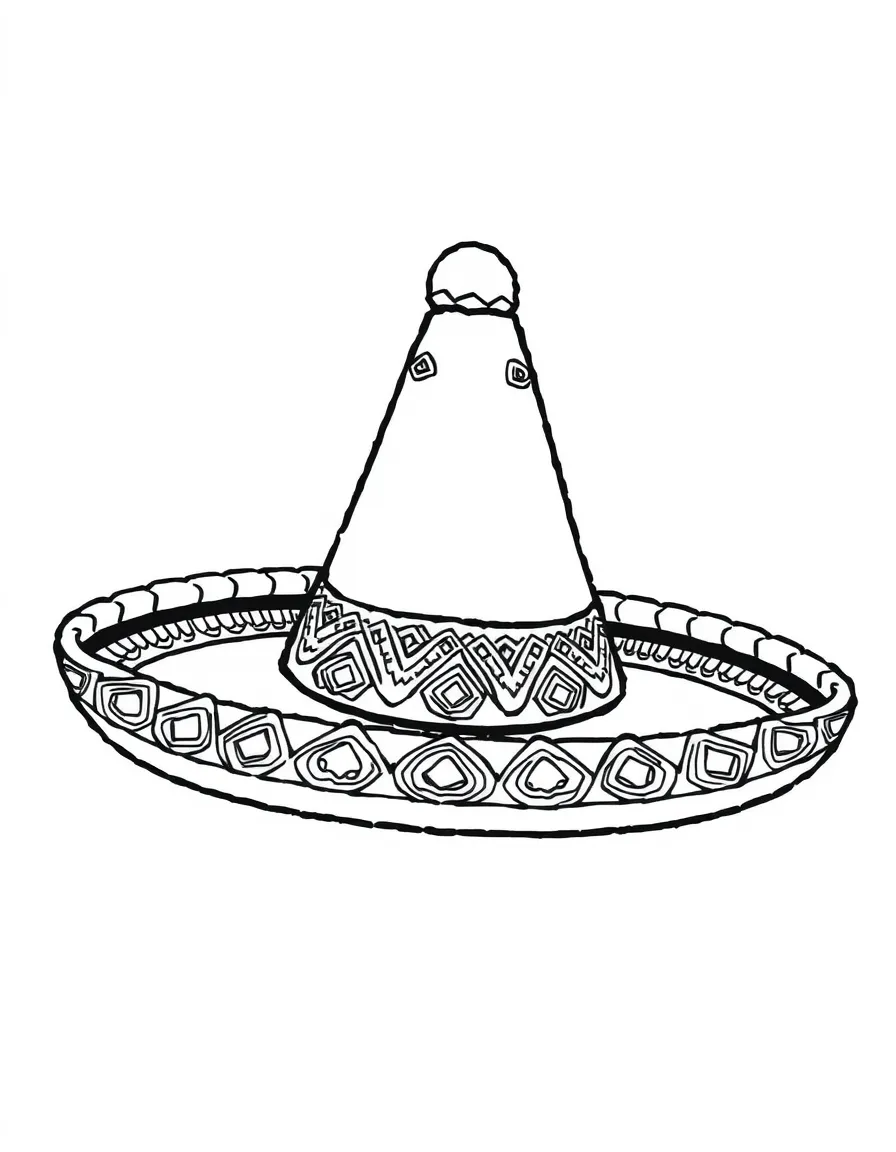 (Mexico) A traditional Mexican sombrero with decorative patterns around the brim