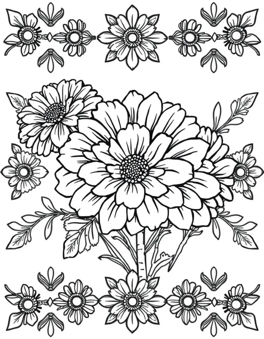 (Mexico) Marigold flowers (cempasúchil) in a decorative pattern