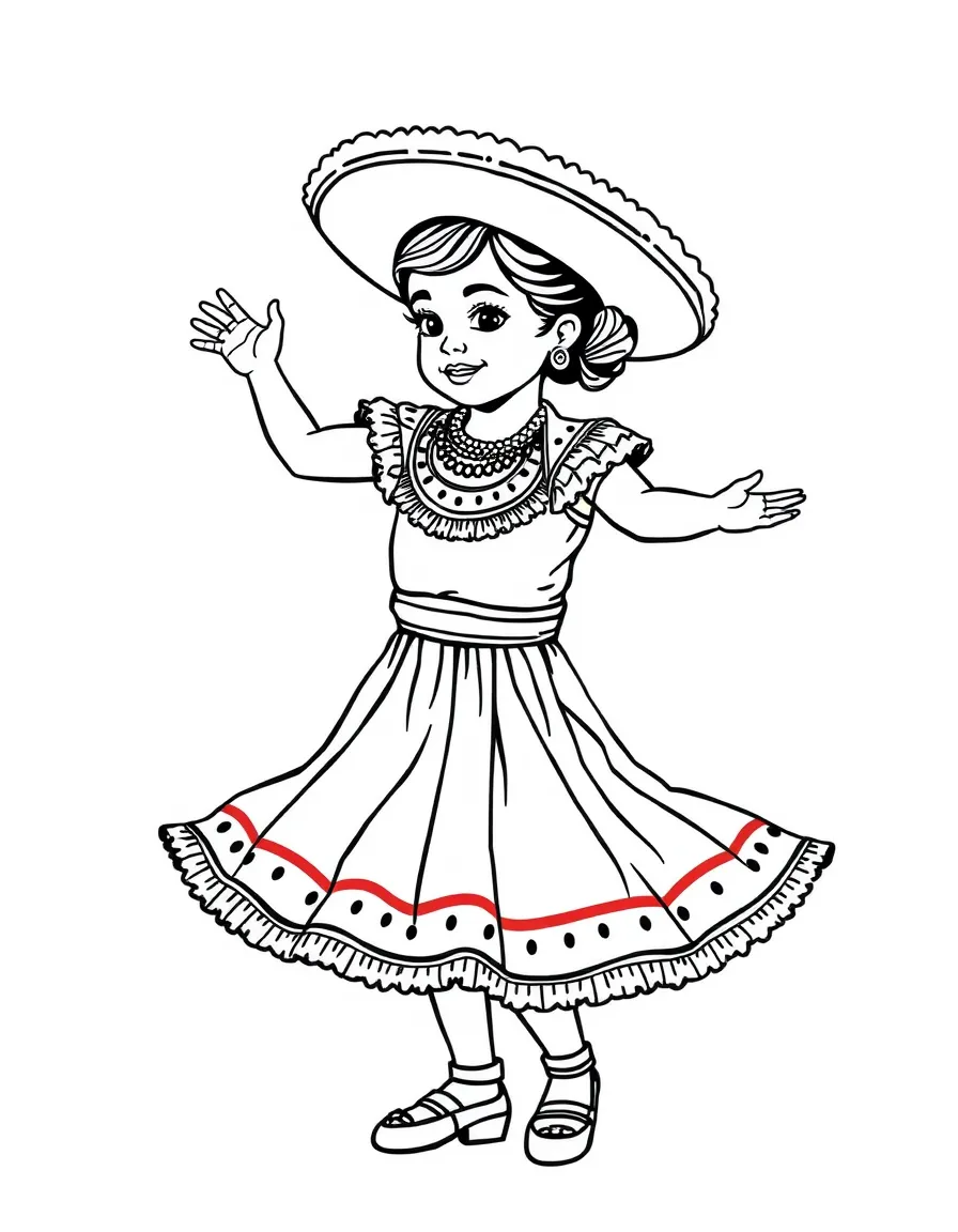 (Mexico) A child dancer in traditional Mexican folklorico dress