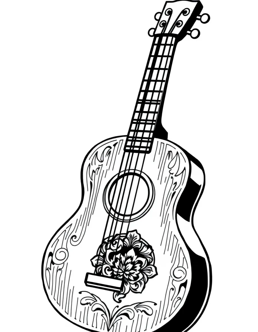 (Mexico) A traditional Mexican guitar with decorative sound hole