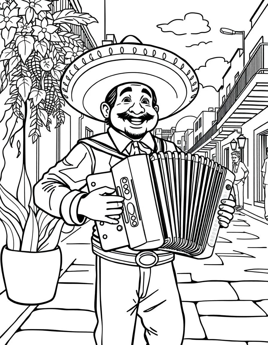(Mexico) A friendly Mexican street musician with accordion