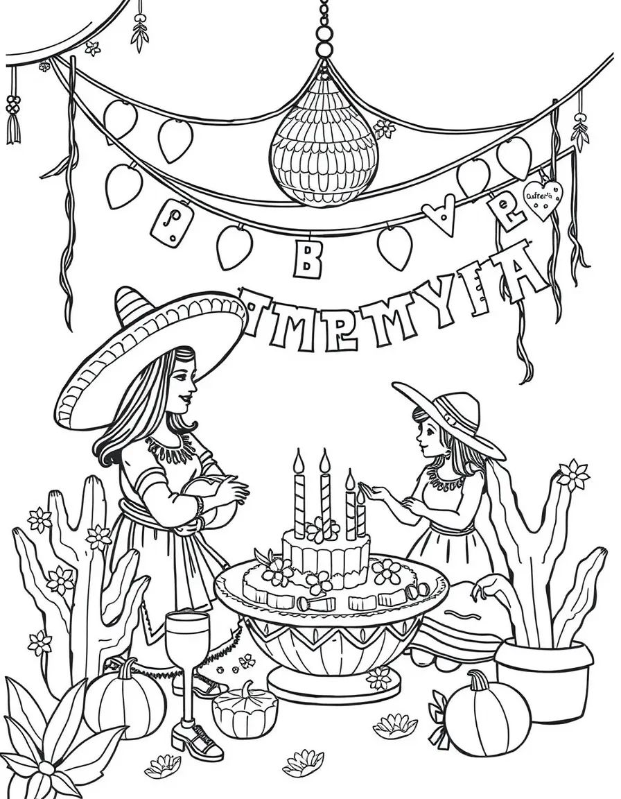 (Mexico) A festive Mexican birthday party scene